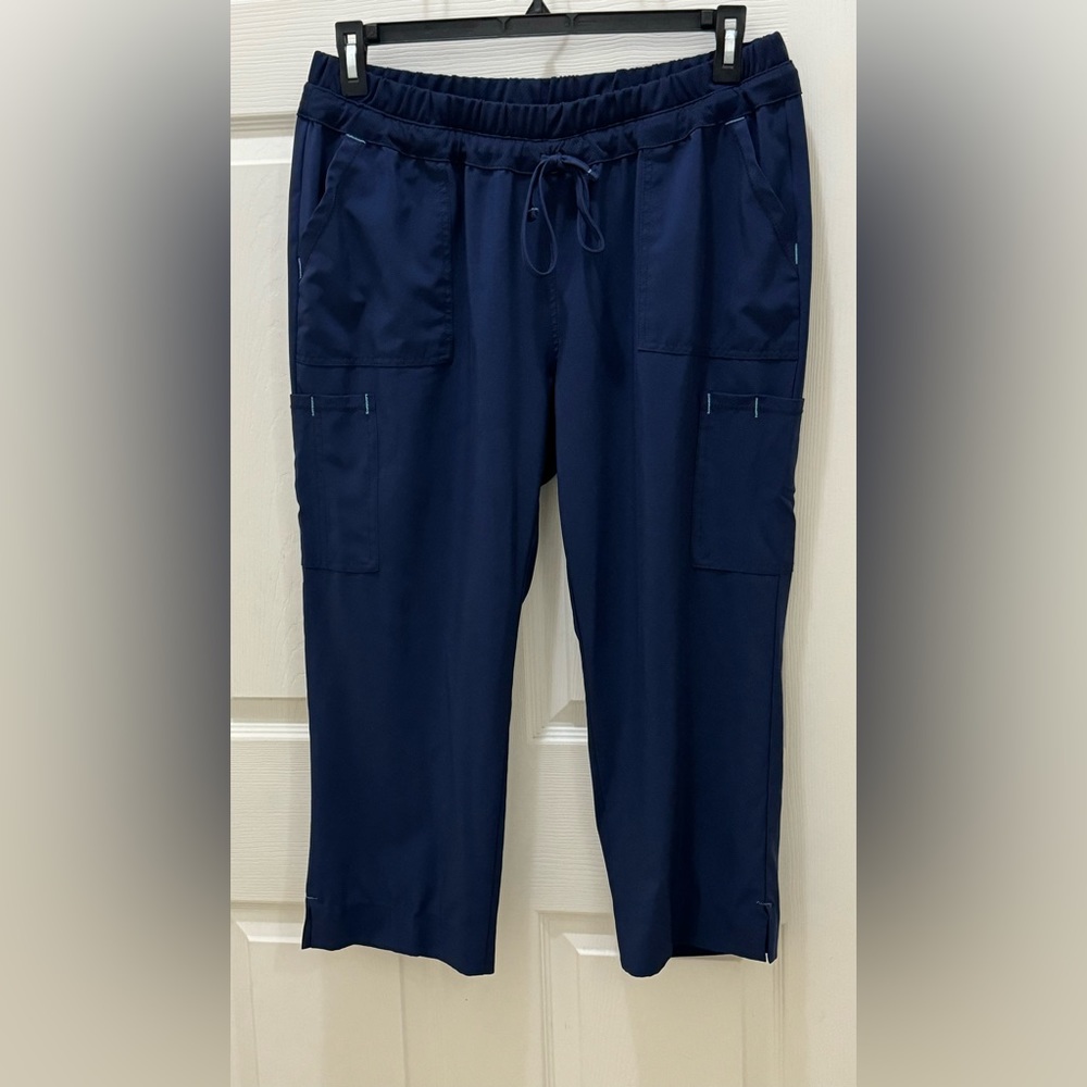 SCRUBS PANT SCRUBSTAR SZ L Petite blue drawstring scrub capri pants